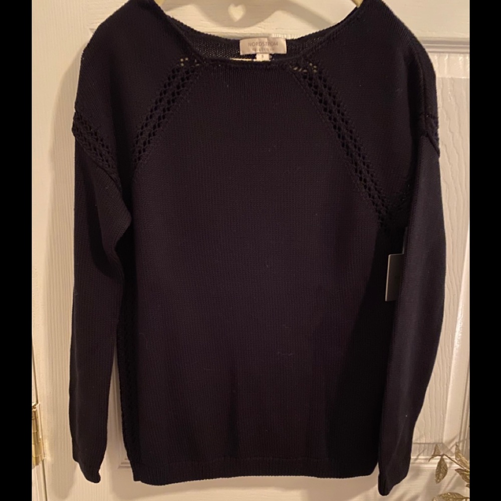 Black pointelle sweater